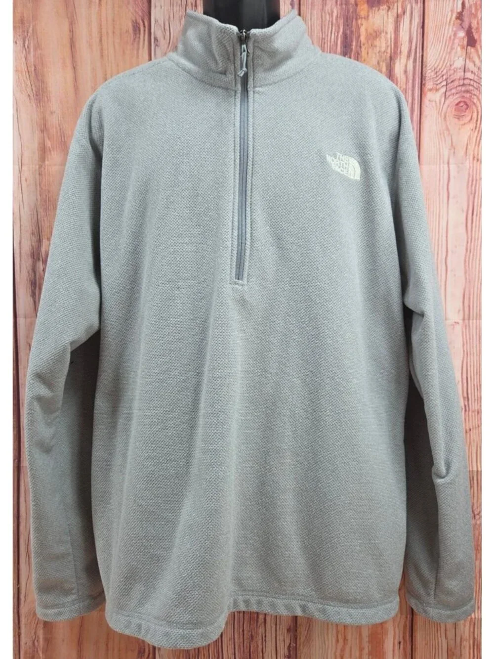 The North Face Gray Textured Fleece 1/4 Zip Jacket Size XXL